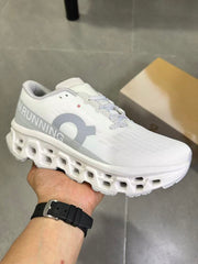 On Running White and Gray Running Sneakers