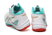 ASICS White and Aqua Indoor Court Sneakers