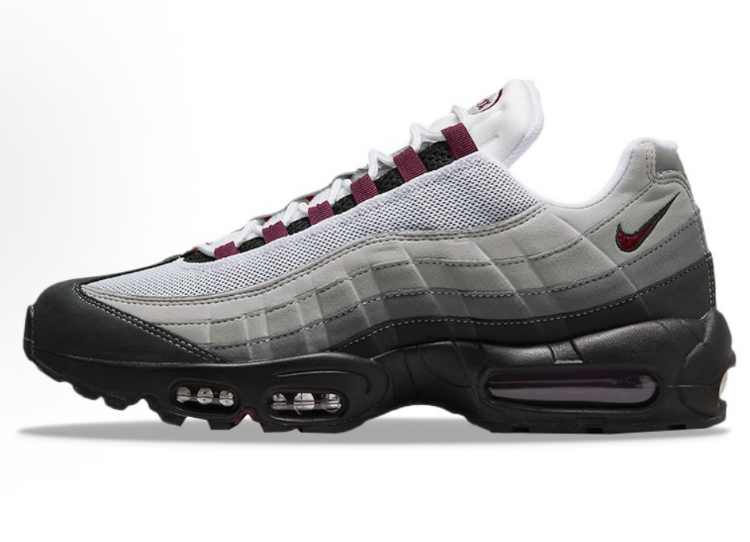 Nike Air Max 95 Gray and Burgundy Sneakers
