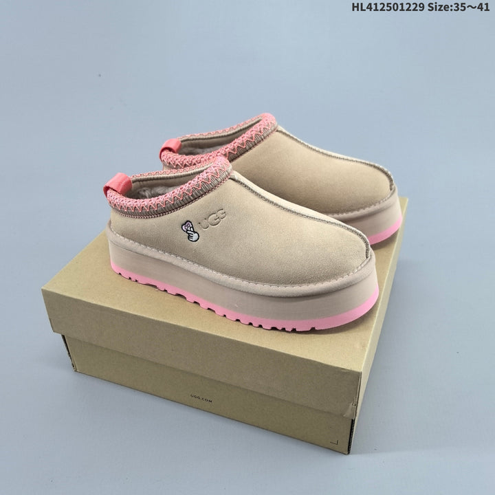 UGG Tazz Platform Slip-On Slippers in Beige and Pink