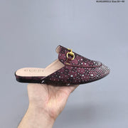 Gucci Princetown Crystal-Embellished Canvas Mule