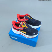 HOKA Bondi 9 Running Shoes in Navy, Red and Yellow