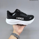 HOKA Bondi 9 Black and White Running Shoes