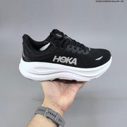 HOKA Bondi 9 Black and White Running Shoes