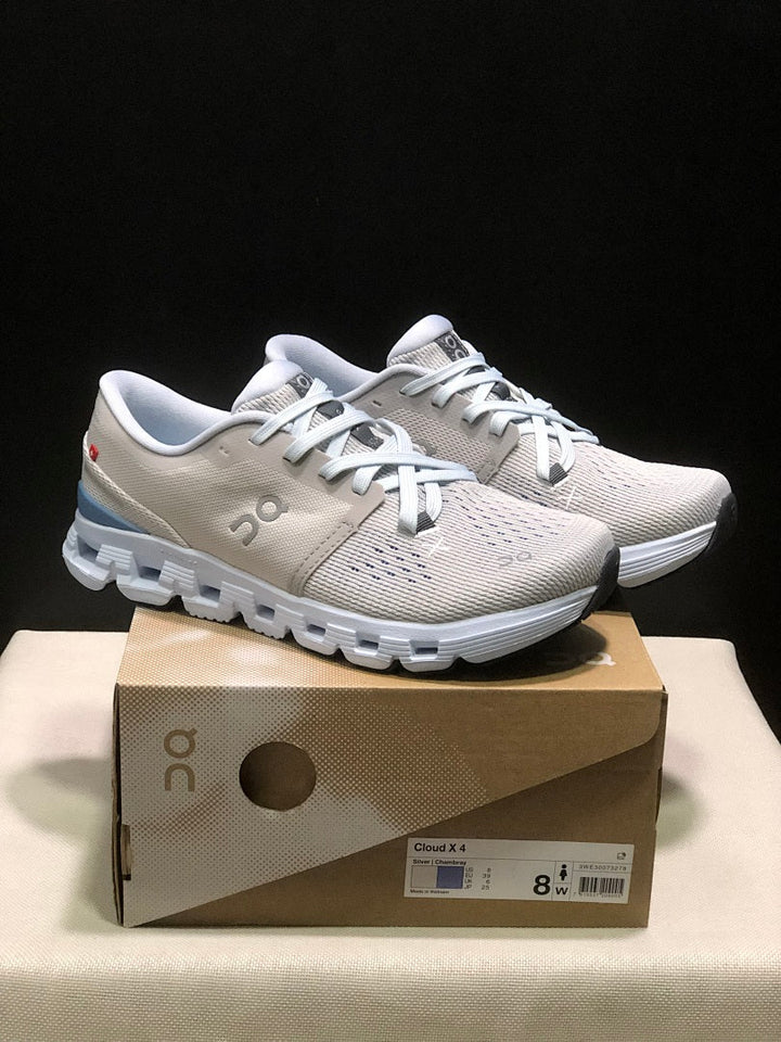 On Cloud X 4 Sneakers in Silver and Blue