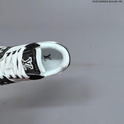Louis Vuitton Trainer Sneakers in White and Black with Embellished Trim