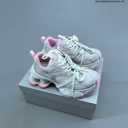 Chunky Platform Sneakers in Silver and White with Mesh Panels