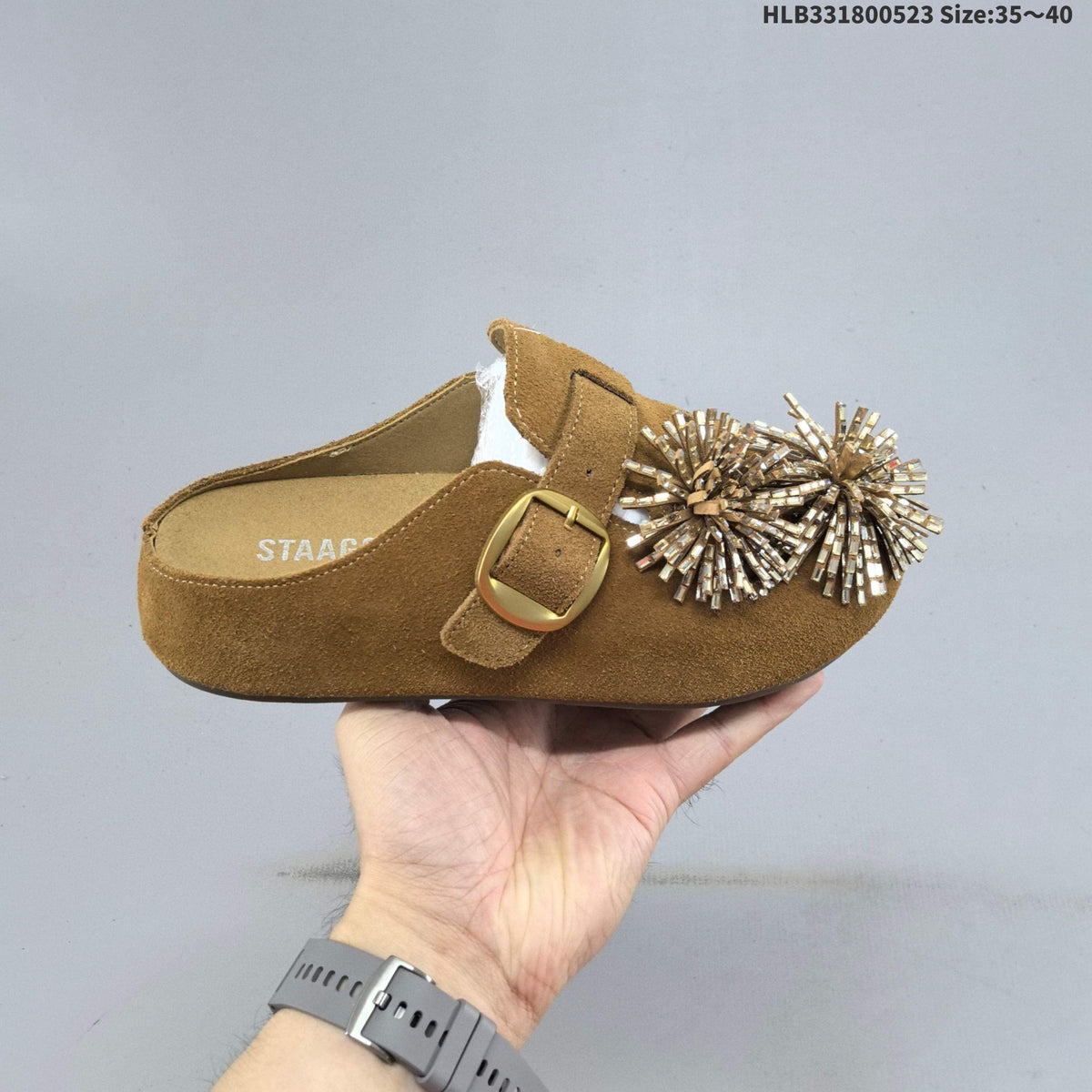 GG-CC Firework Embellished Brown Mule Clogs
