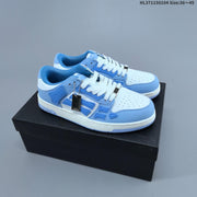 AMIRI Skeleton Low-Top Sneakers in White and Blue