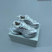 GG-CC Chunky Low-Top Sneakers in Silver and White
