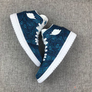 Air Jordan 1 Mid Blue Pattern Women's Sneakers AH7389-300