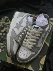 A BATHING APE BAPE Court Sta Low Sneakers White Grey