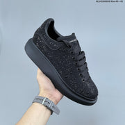 Alexander McQueen Black Crystal-Embellished Leather Sneakers