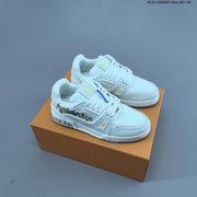 Louis Vuitton Low-Top Sneakers in White with Floral or Black Trim