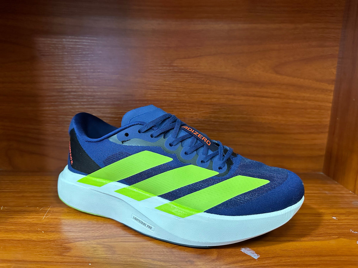 adidas Adizero Running Shoe in Navy and Lime