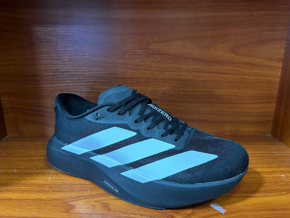 Adizero Running Shoes in Black with Light Blue Stripes