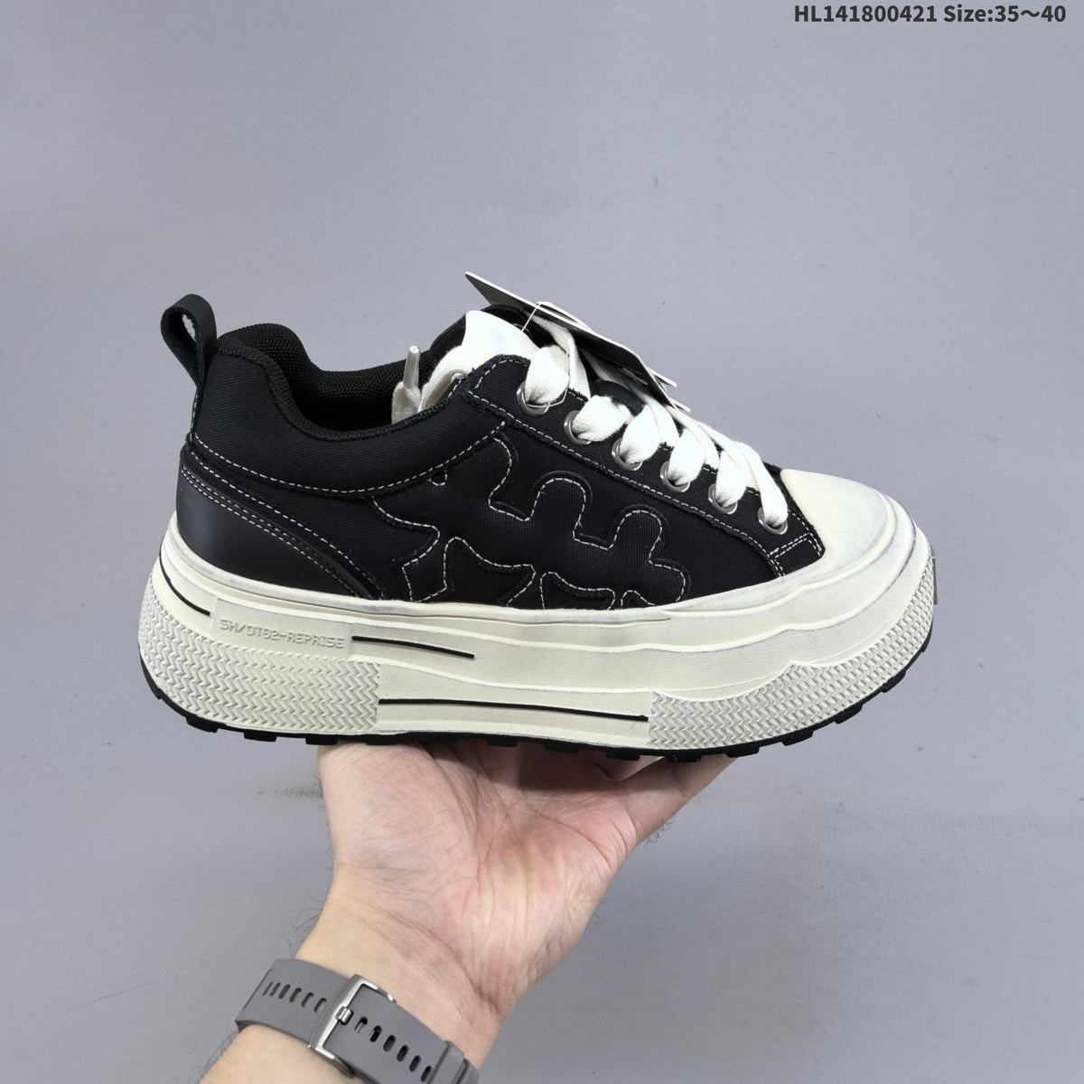 SHOOT BRAND Black and White Platform Sneakers HL141800421
