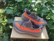 Yeezy 350 V2 Gray and Orange Knit Sneakers