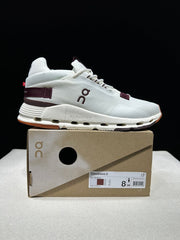 On Cloudnova 2 Sneakers, White and Burgundy