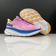 HOKA Clifton 9 Running Shoes, Pink and Blue