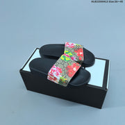 Gucci Floral Print Slide Sandals with Black Footbed
