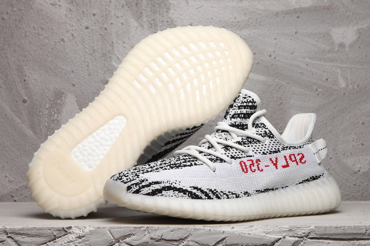 Yeezy 350 V2 Black and White Knit Sneakers