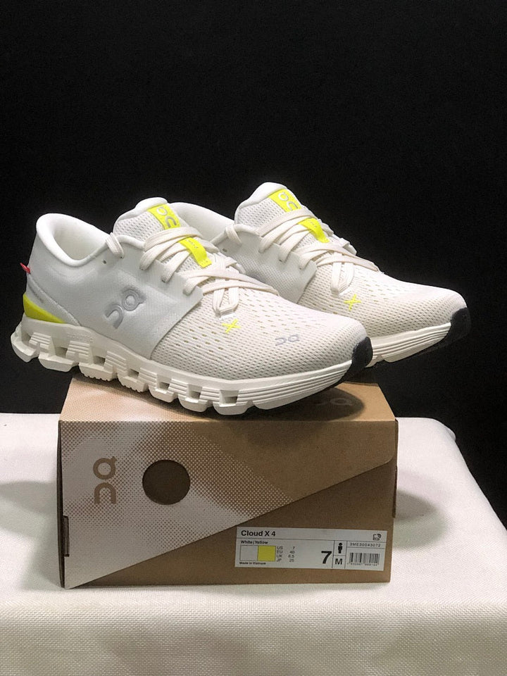 On Cloud X 4 Sneakers, White and Yellow