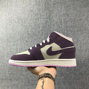 Air Jordan 1 Mid GS Sneakers White Purple Pink