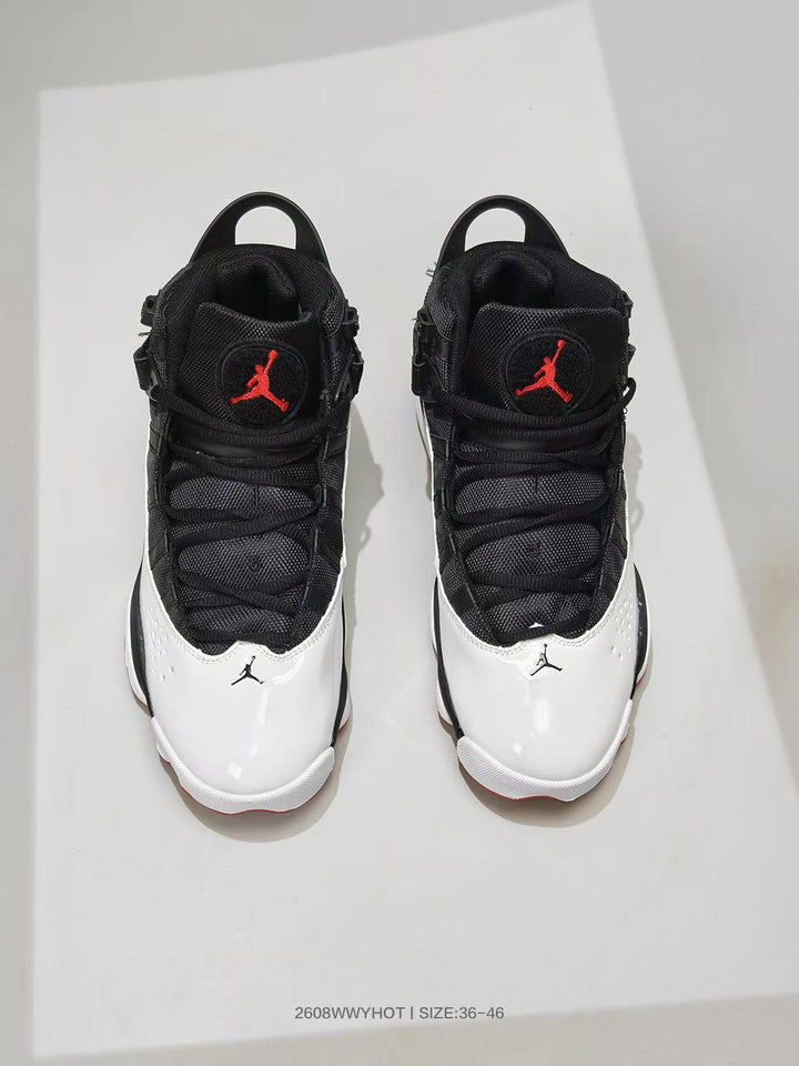 Jordan 6-12 Black White Red Sneakers