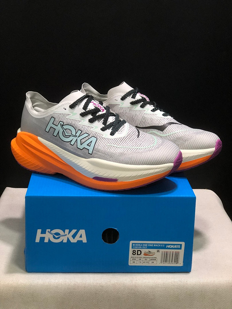 HOKA Mach X 2 Running Shoes in Gray and Orange