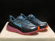 HOKA Stinson 7 Trail Running Shoes in Blue and Orange