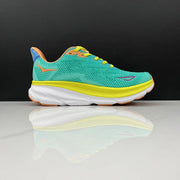 HOKA Clifton 9 Running Shoes in Teal and Orange
