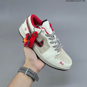 Nike Air Jordan 1 Low Sneakers in White, Navy and Red