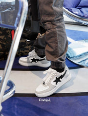 BAPE STA Low Sneakers in Gray and White