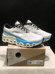 On Cloudmonster 2 Running Shoes in White and Blue