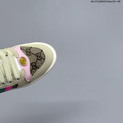 Gucci Screener Distressed Low-Top Sneakers Beige Pink Green