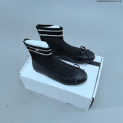 Chanel Sock Ballet Flats with Bow, Black and White